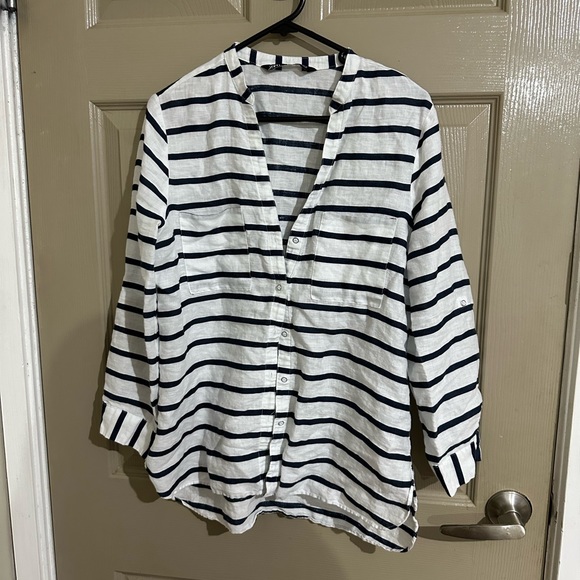 Zara Tops - Zara striped linen shirt,